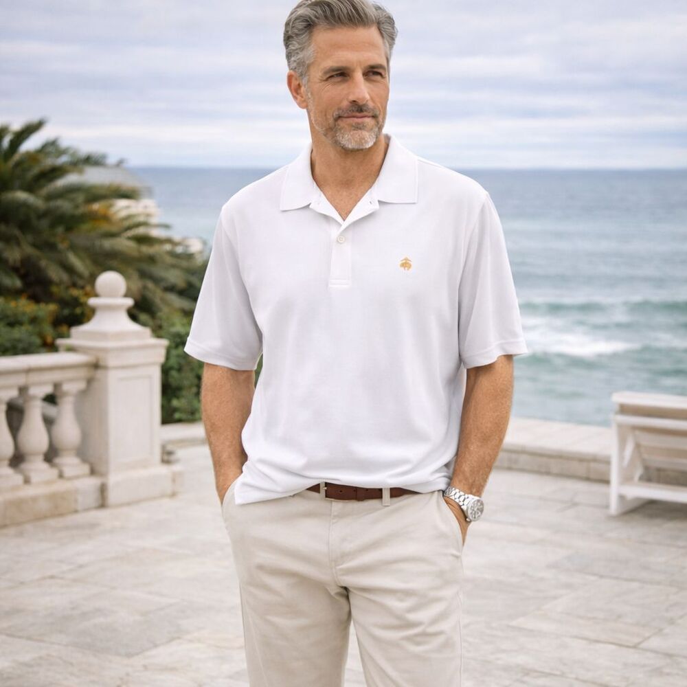 BROOKS BROTHERS 1818 White PERFORMANCE Polo Shirt XXL Original Fit 100% Cotton